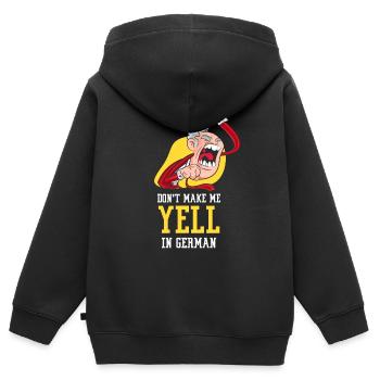 Ne me forcez pas à crier la voix allemande - Sweat Premium à capuche zippé enfant bio - noir - Dos - AI Model Kid Male (0cm)