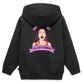 Keine Sorge Ich Bin Nur Deutscher Stimme Deutsch - Kinder Premium Organic Zip Hoodie - Schwarz - Hinten - AI Model Kid Male (0cm)