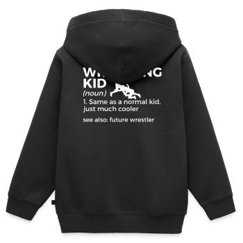 Wrestling - Kinder Premium Organic Zip Hoodie - Schwarz - Hinten - AI Model Kid Male (0cm)