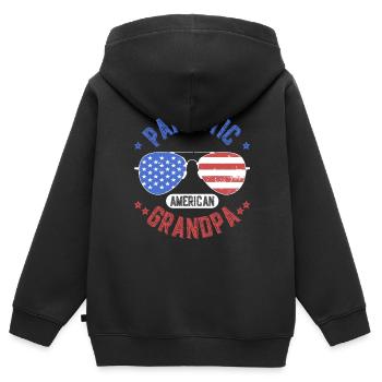 Patriotic American Grandfather Patriot US - Kids Premium Organic Zip-up Hoodie - black - Back - AI Model Kid Male (0cm)