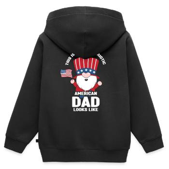 So Sieht Patriotischer Amerikanischer Vater Aus - Kinder Premium Organic Zip Hoodie - Schwarz - Hinten - AI Model Kid Male (0cm)