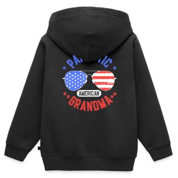 Patriotic American Grandmother US Patriot - Kids Premium Organic Zip-up Hoodie - black - Back - AI Model Kid Male (0cm)