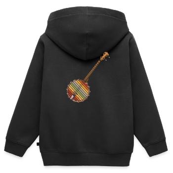 Chemises Banjo Pour Hommes Bluegrass Appalachia Folk - Sweat Premium à capuche zippé enfant bio - noir - Dos - AI Model Kid Male (0cm)