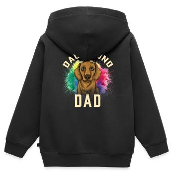 Dachshund Geschenk Dixie Wiener Doxie Dackel - Kinder Premium Organic Zip Hoodie - Schwarz - Hinten - AI Model Kid Male (0cm)