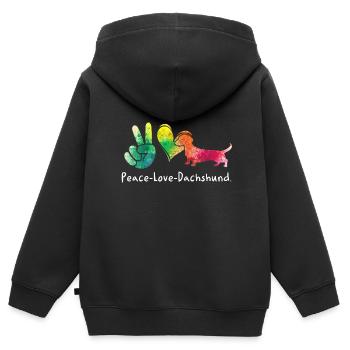 Dachshund Geschenk Dixie Wiener Doxie Dackel - Kinder Premium Organic Zip Hoodie - Schwarz - Hinten - AI Model Kid Male (0cm)