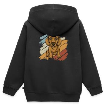 Dachshund Geschenk Dixie Wiener Doxie Dackel - Kinder Premium Organic Zip Hoodie - Schwarz - Hinten - AI Model Kid Male (0cm)
