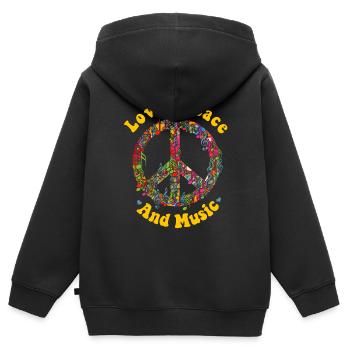 Hippie Peace Groovy Flowerpower Boho Woodstock - Kinder Premium Organic Zip Hoodie - Schwarz - Hinten - AI Model Kid Male (0cm)