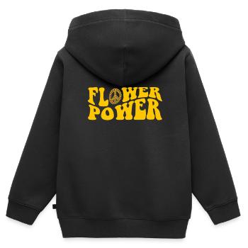 Hippie Peace Groovy Flowerpower Boho Woodstock - Kinder Premium Organic Zip Hoodie - Schwarz - Hinten - AI Model Kid Male (0cm)
