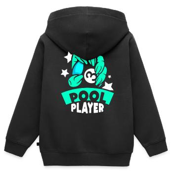 Pool Spieler Billard Billiard Liebhaber - Kinder Premium Organic Zip Hoodie - Schwarz - Hinten - AI Model Kid Male (0cm)