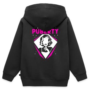C’est juste la puberté adulte dictons adolescents - Sweat Premium à capuche zippé enfant bio - noir - Dos - AI Model Kid Male (0cm)