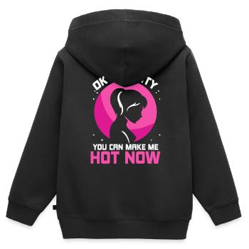 Ok puberté tu peux me rendre chaud maintenant - Sweat Premium à capuche zippé enfant bio - noir - Dos - AI Model Kid Male (0cm)