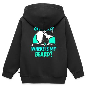 Ok puberté où est ma barbe? Adolescents adultes - Sweat Premium à capuche zippé enfant bio - noir - Dos - AI Model Kid Male (0cm)