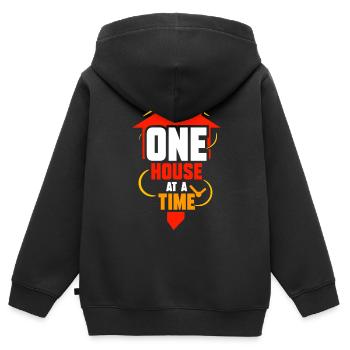 Ein Haus Nach Dem Anderen Häuser Immobilienmakler - Kinder Premium Organic Zip Hoodie - Schwarz - Hinten - AI Model Kid Male (0cm)