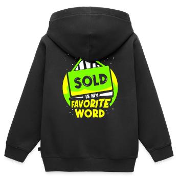 Vendu est mon mot préféré Agent immobilier - Sweat Premium à capuche zippé enfant bio - noir - Dos - AI Model Kid Male (0cm)
