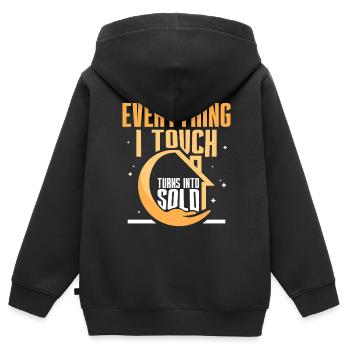 Tout ce que je touche est vendu maisons courtiers - Sweat Premium à capuche zippé enfant bio - noir - Dos - AI Model Kid Male (0cm)