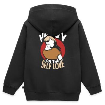 Amour de soi Amour de soi Doux Amour de soi Positif - Sweat Premium à capuche zippé enfant bio - noir - Dos - AI Model Kid Male (0cm)