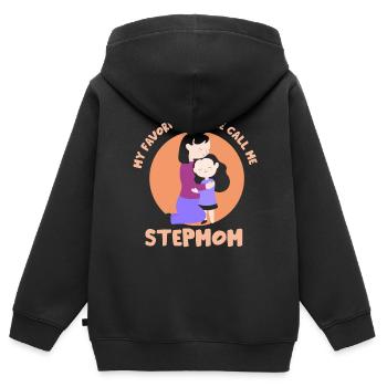 Meine Lieblingsmenschen Nennen Mich Stiefmutter - Kinder Premium Organic Zip Hoodie - Schwarz - Hinten - AI Model Kid Male (0cm)