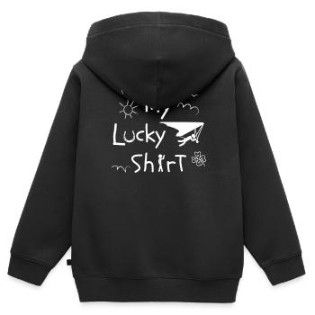 Deltaplane Delta Glider Deltaplane Drôle - Sweat Premium à capuche zippé enfant bio - noir - Dos - AI Model Kid Male (0cm)