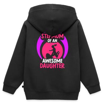 Proud stepmother of a great daughter child - Kids Premium Organic Zip-up Hoodie - black - Back - AI Model Kid Male (0cm)