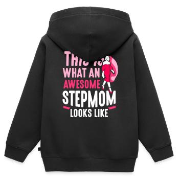So Sieht Eine Großartige Stiefmutter Aus - Kinder Premium Organic Zip Hoodie - Schwarz - Hinten - AI Model Kid Male (0cm)