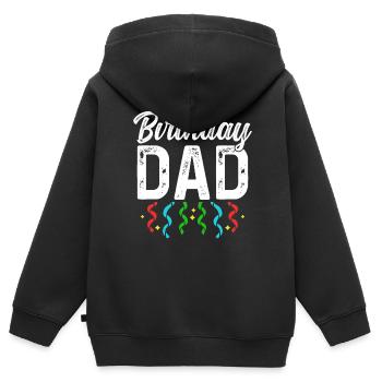 Anniversaire Papa Party Papa Papa Papa Papa Papa - Sweat Premium à capuche zippé enfant bio - noir - Dos - AI Model Kid Male (0cm)