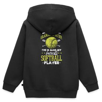 Softball - Sweat Premium à capuche zippé enfant bio - noir - Dos - AI Model Kid Male (0cm)
