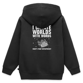 Auteur - Sweat Premium à capuche zippé enfant bio - noir - Dos - AI Model Kid Male (0cm)