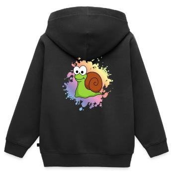 Schnecke Comic Tier - Kinder Premium Organic Zip Hoodie - Schwarz - Hinten - AI Model Kid Male (0cm)