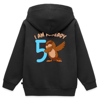 I am already 5 years 5th birthday girl boy - Kids Premium Organic Zip-up Hoodie - black - Back - AI Model Kid Male (0cm)