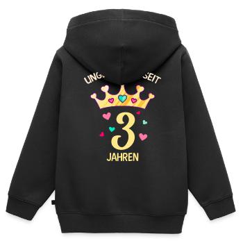 3. Geburtstag Mädchen 3 Jahre - Kinder Premium Organic Zip Hoodie - Schwarz - Hinten - AI Model Kid Male (0cm)