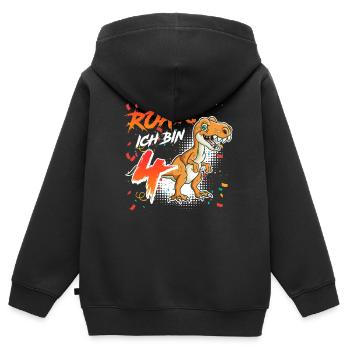 Roar ich bin 4 Jahre 4. Geburtstag - Kinder Premium Organic Zip Hoodie - Schwarz - Hinten - AI Model Kid Male (0cm)