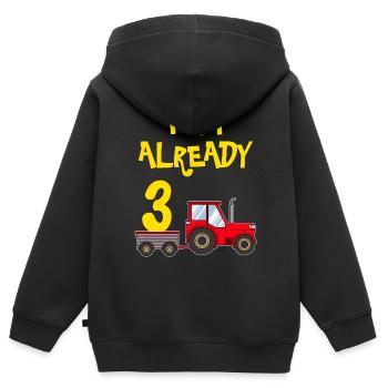 3 Jahre 3. Geburtstag Junge 3 Jahre - Kinder Premium Organic Zip Hoodie - Schwarz - Hinten - AI Model Kid Male (0cm)