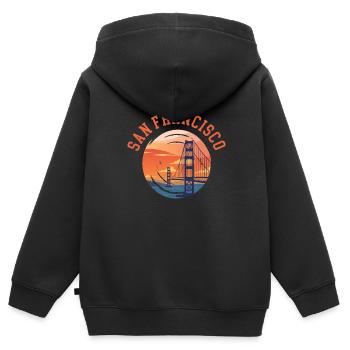 San Francisco - Sweat Premium à capuche zippé enfant bio - noir - Dos - AI Model Kid Male (0cm)