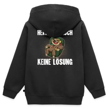Hektik Ist Auch Keine Lösung - Kinder Premium Organic Zip Hoodie - Schwarz - Hinten - AI Model Kid Male (0cm)