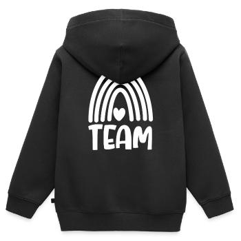 Équipe - Sweat Premium à capuche zippé enfant bio - noir - Dos - AI Model Kid Male (0cm)