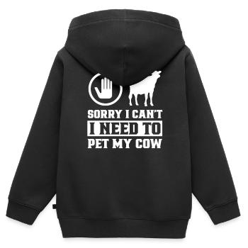 Ne puis-je pas avoir à caresser mes vaches - Sweat Premium à capuche zippé enfant bio - noir - Dos - AI Model Kid Male (0cm)
