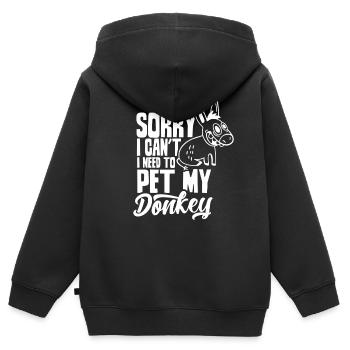 Ne puis-je pas avoir à caresser mon âne - Sweat Premium à capuche zippé enfant bio - noir - Dos - AI Model Kid Male (0cm)