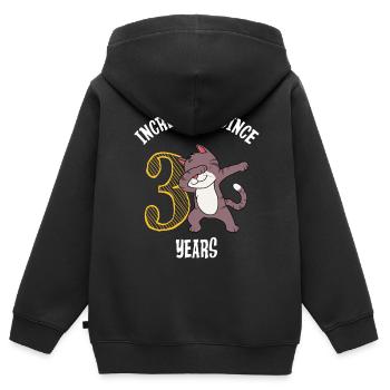 Incroyable pour 3 ans 3ème anniversaire - Sweat Premium à capuche zippé enfant bio - noir - Dos - AI Model Kid Male (0cm)