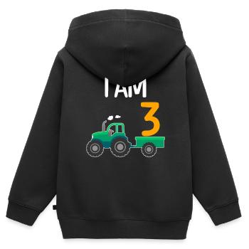 3 Jahre 3. Geburtstag Junge 3 Jahre - Kinder Premium Organic Zip Hoodie - Schwarz - Hinten - AI Model Kid Male (0cm)