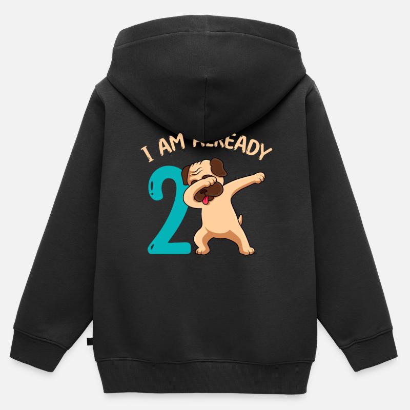 2ème anniversaire 2 ans - Sweat Premium à capuche zippé enfant bio - noir