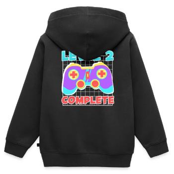 2ème anniversaire garçon 2 ans - Sweat Premium à capuche zippé enfant bio - noir - Dos - AI Model Kid Male (0cm)