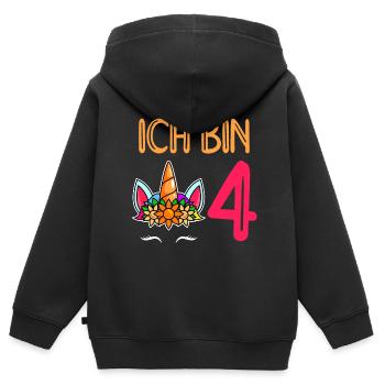 4. Geburtstag Mädchen 4 Jahre - Kinder Premium Organic Zip Hoodie - Schwarz - Hinten - AI Model Kid Male (0cm)