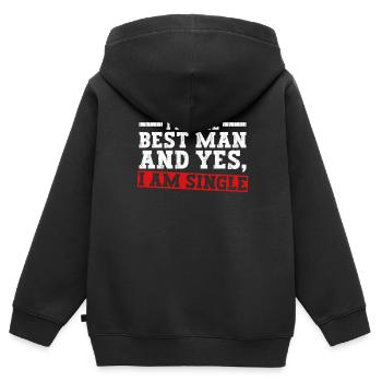 Trauzeuge und ja, ich bin Single - Trauzeuge JGA - Kinder Premium Organic Zip Hoodie - Schwarz - Hinten - AI Model Kid Male (0cm)