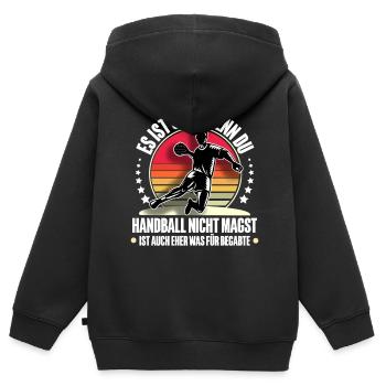 Handball Handballer - Kinder Premium Organic Zip Hoodie - Schwarz - Hinten - AI Model Kid Male (0cm)