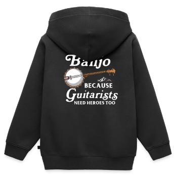 Chemises Banjo Pour Hommes Bluegrass Appalachia Folk - Sweat Premium à capuche zippé enfant bio - noir - Dos - AI Model Kid Male (0cm)