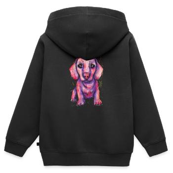 Dachshund Gift Dixie Viennese Doxie Dachshund - Kids Premium Organic Zip-up Hoodie - black - Back - AI Model Kid Male (0cm)