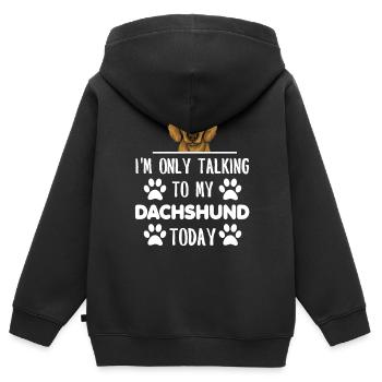 Dachshund Geschenk Dixie Wiener Doxie Dackel - Kinder Premium Organic Zip Hoodie - Schwarz - Hinten - AI Model Kid Male (0cm)