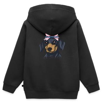 Dachshund Geschenk Dixie Wiener Doxie Dackel - Kinder Premium Organic Zip Hoodie - Schwarz - Hinten - AI Model Kid Male (0cm)