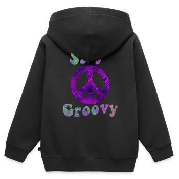 Hippie - Sweat Premium à capuche zippé enfant bio - noir - Dos - AI Model Kid Male (0cm)