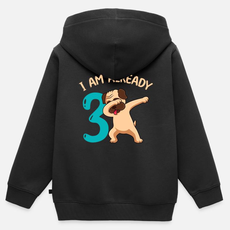 J’ai 3 ans - Sweat Premium à capuche zippé enfant bio - noir
